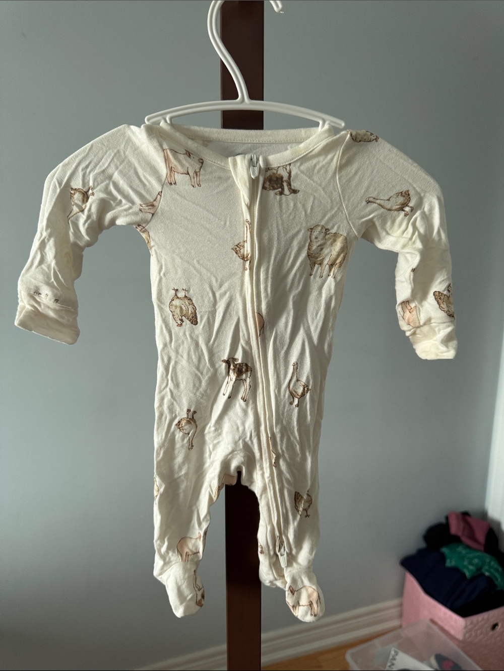 Carter's Cream Footed One-Piece with Brown Animal Print